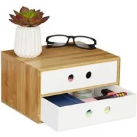 relaxdays Schreibtischaufsatz Schreibtisch Organizer 2 Schubladen, weiß