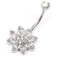 Firetti Bauchnabelpiercing Schmuck Geschenk Piercing Körperschmuck Blume, mit Glasstein