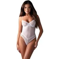 Obsessive Body Alissium transparenter Body - weiß (1-tlg) Zarter Tüll und Strukturspitze