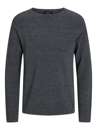 JACK&JONES - JJEHILL KNIT CREW NECK NOOS Dark Grey Melange - Gr. - XL