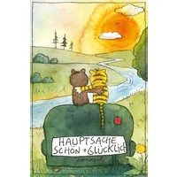 LuckyLinde Wanddekoobjekt Der kleine Bär und der kleine Tiger - Hauptsache schön + glücklich (1 St), Exklusive JANOSCH Kindermotive, Stahlschild