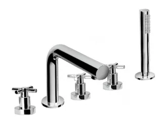 Herzbach LIVING stilo fünfloch Wanne mit auslauf chrom, 14.952450.1.01 14.952450.1.01
