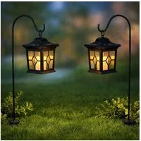 GLOBO LIGHTING LED Gartenleuchte, LED-Leuchtmittel fest verbaut, Außenleuchte Stecklampe Solarleuchte LED Laterne schwarz Erdspieß 2x