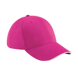 Beechfield - "Athleisure" Kappe 6 Segmente (Fuchsie/Weiß)