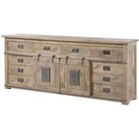 Massivmoebel24 Sideboard RAILWAY (Massivholz), Mango 220x45x90 whitewash lackiert RAILWAY #392