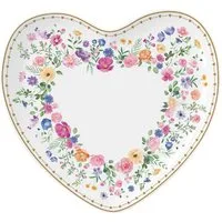 EasyLife Servierplatte Mon Amour, Porzellan, Spülmaschinengeeignet, Mehrfarbig, Herzen & Blumen, H: 2cm