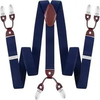 MOPUEA Hosenträger Hosenträger für Herren, mit 6 Clips Heavy Duty Men Braces (Modeaccessoire, Verstellbare Herren Hosenträger mit 6 Metallclips) Verstellbar, elastisch, stabil, bequem, rutschfest