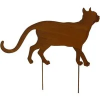 Posiwio Gartenstecker Beetstecker „Schleichende Katze“ rostoptik