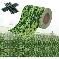 FIVMEN Sichtschutzstreifen PVC Sichtschutz Sichtschutzfolie Doppelstabmatten Zaun, Kleine Blätter, 35m Lang 19 cm Hoch mit Befestigungsclipse Gartenzaun Windschutz