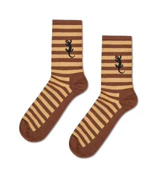 happy socks - Kroko & Stripes Sneaker Sock Braun - Gr. - 43.5