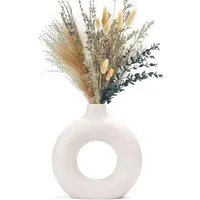 TUWENA Tischvase Handmade Vase Für Pampasgras, Donut Keramik Vase, Runde Matte Vasen, Vase Nordic Ring Modern Deko, Wohnzimmer Vasen Für Dekoration Geschenk