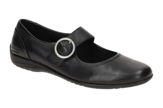 Josef Seibel Damen Ballerina FENJA 18 in Schwarz Glattleder mit Schnalle