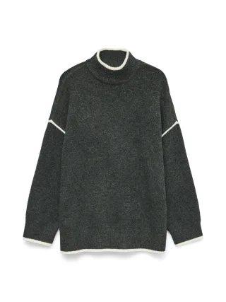 VERO MODA - VMFAN LS HIGHNECK PULLOVER dark grey melange - Gr. - XL
