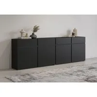OTTO home Sideboard Cross,Breite 225 cm, moderne grifflose Kommode,4 Türen/4 Schubkästen, Schubladenschrank mit viel Stauraum, Einlegeböden verstellbar