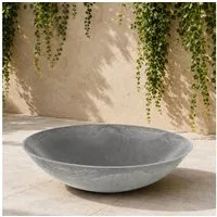 matches21 HOME & HOBBY Blumentopf Flache Pflanzschale für draussen Dekoschale rund hellgrau 45 cm (1 St), Blumen-Schale als wetterfeste Friedhof-Schale Grab-Schmuck Grabschale