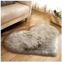 Sunicol Hochflor-Teppich Kunstfell Herz Teppich, Weich Plüsch, Flauschig Fußmatte Badematte, Herzform 30cm*40cm, Waschbar Weicher Shaggy Flauschige Langflor Badteppich