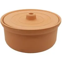 VIAPOT Schmortopf Tontopf Guvec Groß 3,5L mit Deckel, (Topf mit Deckel, 1-tlg., Einzelprodukt mit Deckel), Natur-Keramiktopf mit Deckel, ideal für aromareiches Garen