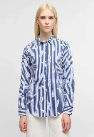 ETERNA - Bluse Popeline Langarm blau - Gr. - 46/Langarm