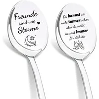 LuxusKollektion Kaffeelöffel Kaffeelöffel 2er Gravur Freunde Sterne Liebe Freunde Style A