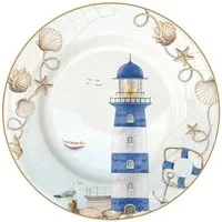 EasyLife Kuchenteller Blue Lighthouse, Spülmaschinengeeignet, Mehrfarbig, Leuchtturm, H: 2cm