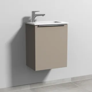 Sanipa 3way Waschtischunterbau zu Duravit ME by Starck Waschtisch mit 1 Tür, Sandgrau-Matt UF72167