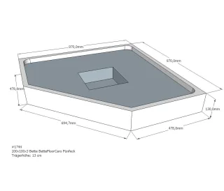 Neuesbad Wannenträger für Bette Floor Caro Fünfeck 1000x1000 SD21077