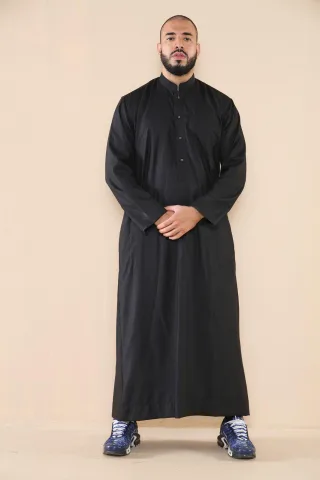 Herren Schwarz Thobe Jubba Saudi Islamisch Arabisch Eid Baumwolle Kaftan Jubbah Umrah Robe