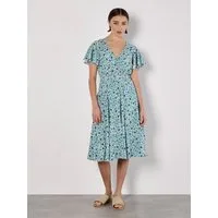 Apricot Midikleid Gesmoktes Minikleid mit Zacken mit Flügelarmen
