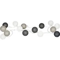 Levandeo® Lichterkette, 15er Lichterkette Ø4cm LED Kugeln Girlande Lampions Baumwolle Grau