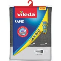 Vileda Bügelbrettbezug Vileda Rapid Bügeltischbezug QuickFIX, Metallisierte, hitzereflektierende Oberfläche für schnelleres Bügeln