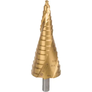 Bosch Stufenbohrer HSS-TiN, für Kabelverschr., M10 - M40, 10 mm, 125,5 mm, 12 Stufen - 2608587434