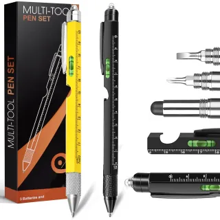 9-in-1 Multi-Tool Stylus Pen with LED Light Bottle Opener Phone Holder Ruler Flat and Phillips Screwdriver Heavy Duty Al