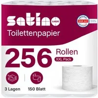 Satino Toilettenpapier 3-lagig - 128 Rollen (256-St. 128 Rollen á 150 Blatt)