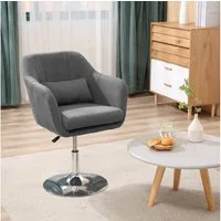HOMCOM Relaxsessel Loungesessel mit Metallrahmen Lesesessel mit Mikrotuch (gepolstert Drehstuhl, 1-St., höhenverstellbar Loungesessel), für Schlafzimmer, Wohnzimmer, Dunkelgrau