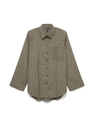 VERO MODA - VMKARA LS LOOSE CHECK SHIRT WVN Forest Night - Gr. - M