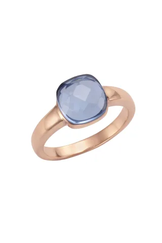 Jamelli Ring Silber 925 rosé-vergoldet mit hellblauem Quarz-Stein (beh.)