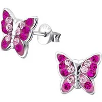 Goldene Hufeisen Paar Ohrstecker Schmetterling Ohrstecker Ohrringe aus 925 Sterling Silber mit Kristall (1 Paar, inkl. Etui), Mädchen Kinder Geschenkidee