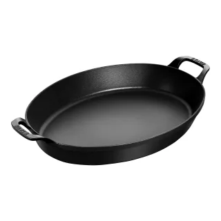 Staub Specialities Ofenform mit 2 Griffen 37 x 28 cm, oval, Schwarz, Gusseisen