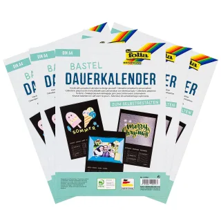 folia Dauerkalender, schwarz, 21 x 29,7 cm, 5 Stück