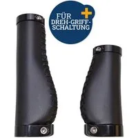 Diedrich Filmer GmbH Fahrradlenkergriff Fahrrad-Griffe Ergonomisch für Drehgriff Schaltung (2x Lenkergriffe, 2-St., Set), Set Kurz Lang Lenker-Griffe Ergo PU Leder Lenkergriffe Fahrradgriffe