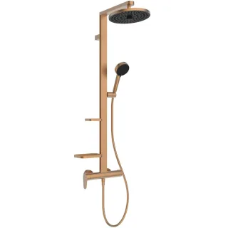 Ideal Standard Duschsystem CeraflowAlu+ mit Brausearm. 2 Ablagen,2-fach-Handbrause und 2F-Kopfbrause BD584BR