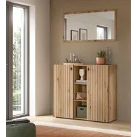 Home affaire Garderoben-Set TATIO, 2-tlg. Garderobenkombination,Breite: 106 cm, Rillenfräsung, (Set, 2-St., Set, best. aus: 1 Spiegel, 1 Schuhkommode), Garderobenkombination, Kombi, Flur-Möbel, Spiegel, Kommode