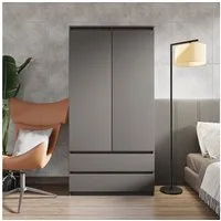 Furnica Kleiderschrank Garderobenschrank, 2 Türen und 2 Schubladen H180 x B90 x T50cm