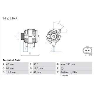 Bosch Lichtmaschine 120A Iveco Daily 3 0986042820