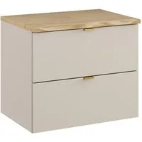 Lomadox Waschbeckenschrank DURANGO-56 60 cm breit in Kaschmir und Eiche mit Baumkantenoptik, 2 Schubladen