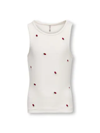 KIDS ONLY - KOGJILLY EMB WASHED TANK TOP JRS Cloud Dancer - Gr. - 152