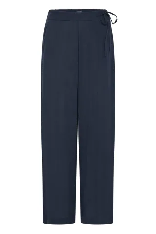 ICHI - Stoffhose mit weitem Bein blau - Gr. - S
