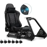 GTPLAYER Simulator Cockpit, sim racing cockpit racing wheel stand Controller (mit Bluetooth-Lautsprecher und Pedalablage)