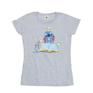 Disney - "Lilo & Stitch Reading A Book" T-Shirt für Damen (Grau)