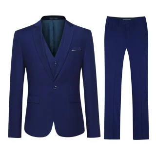 Rivierablauer Slim Fit 3-teiliger Anzug